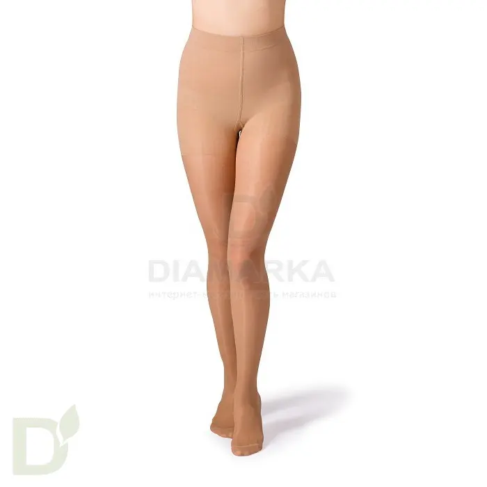 Колготки компрессионные прозрачные JW-321, 2 класс компрессии, Бежевые / Черные