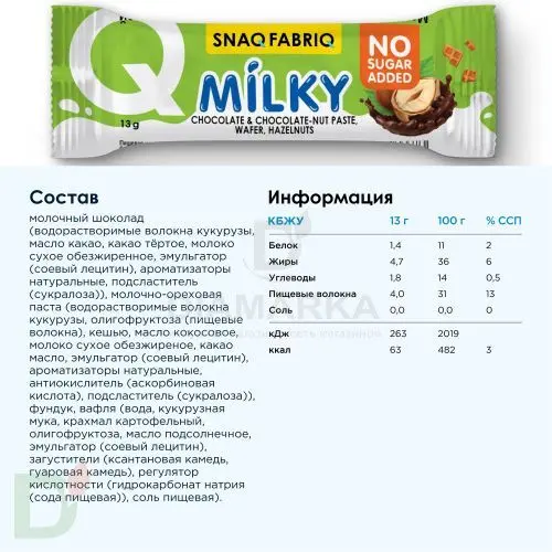 Конфеты Snaq Fabriq Milky с шоколадно-ореховой пастой, вафлей и фундуком 130гр New